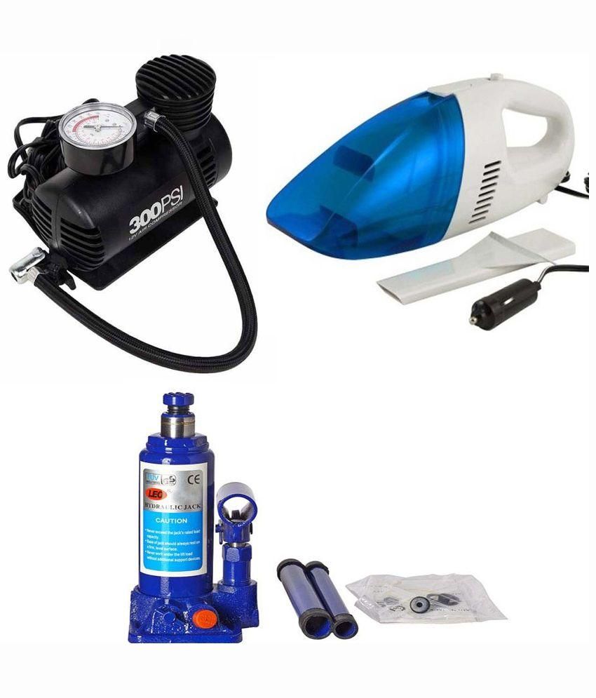 Black Cat  Combo of Mini Air  Pump and Car Vacuum  Cleaner 