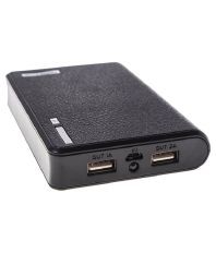 Reliable 10400 mAh Power Bank with Dual USB And LED Torch - Black