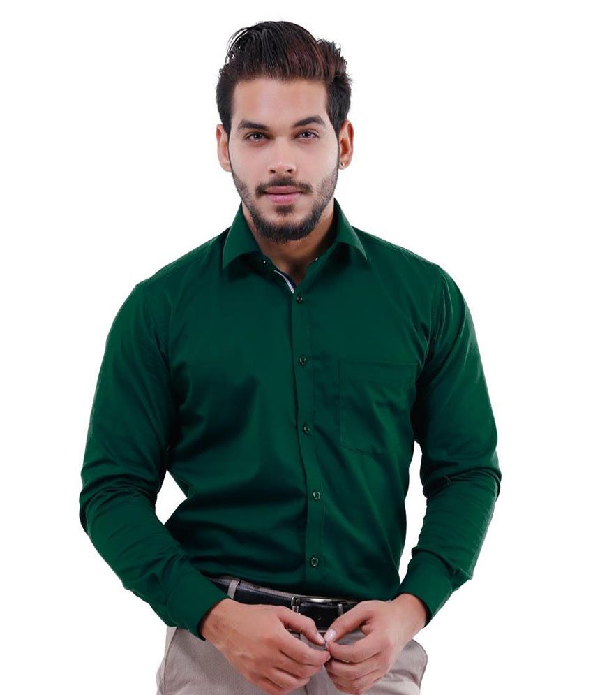 La MODE Green Formal Regular Fit Shirt - Buy La MODE Green Formal ...
