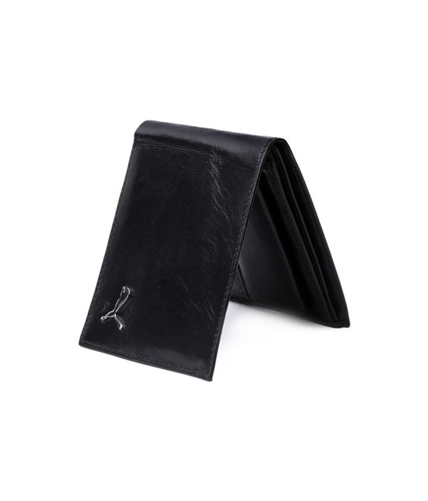 puma black leather wallet