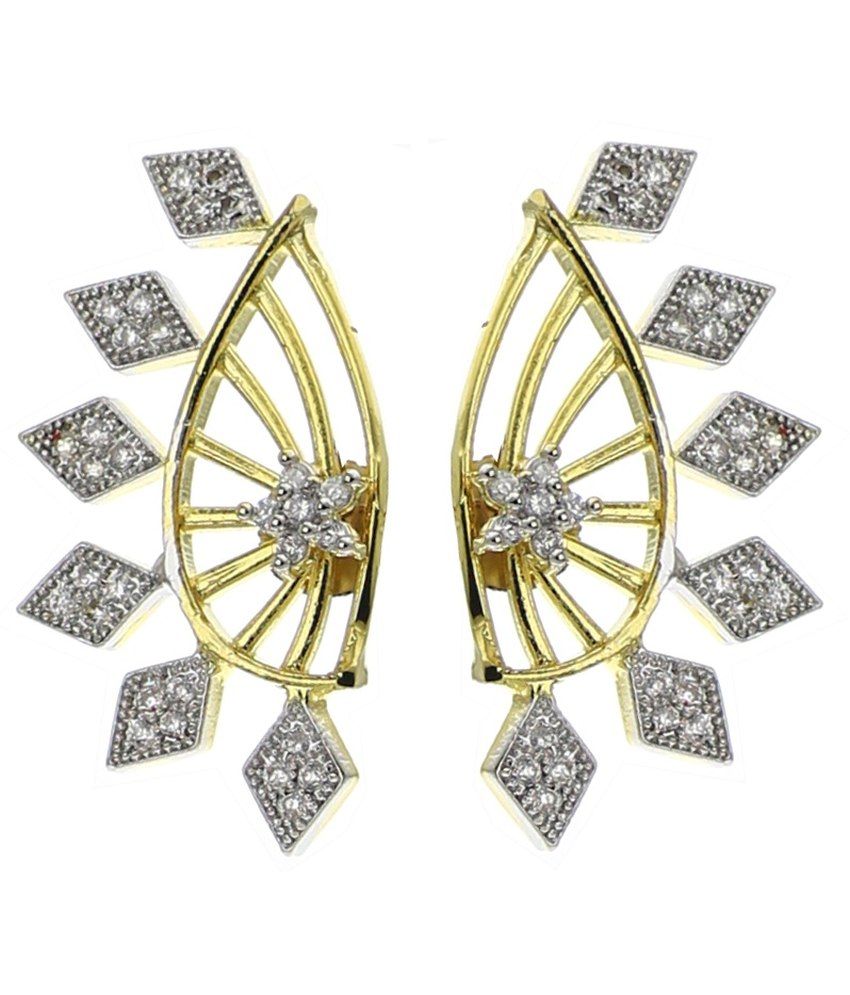     			Zeneme Golden and White Alloy Ear Cuff - Pack of 2