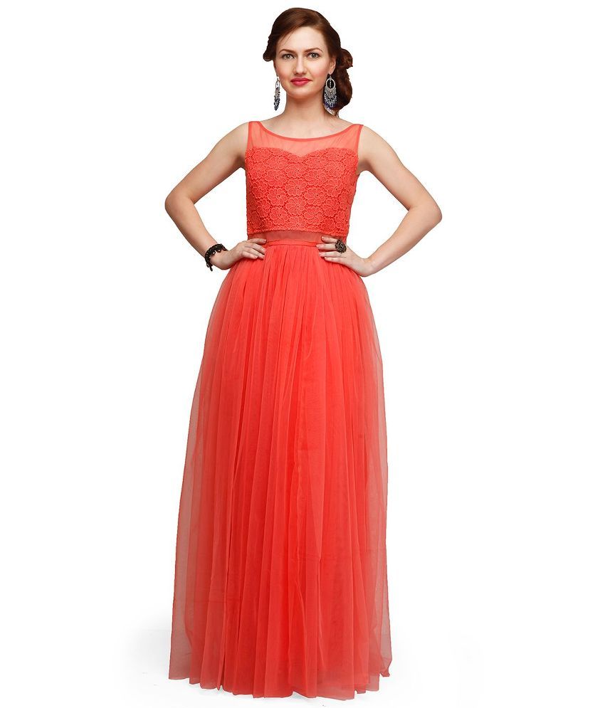peach net gown