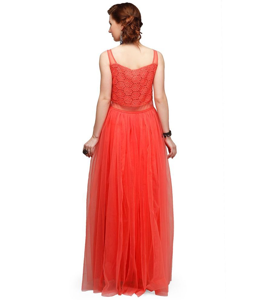peach net gown