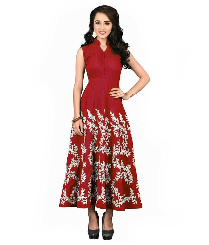 maroon silk kurti