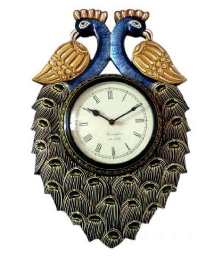 Narayan Exports Multicolor Wooden Carved Peacock Shaped Ethnic Wall