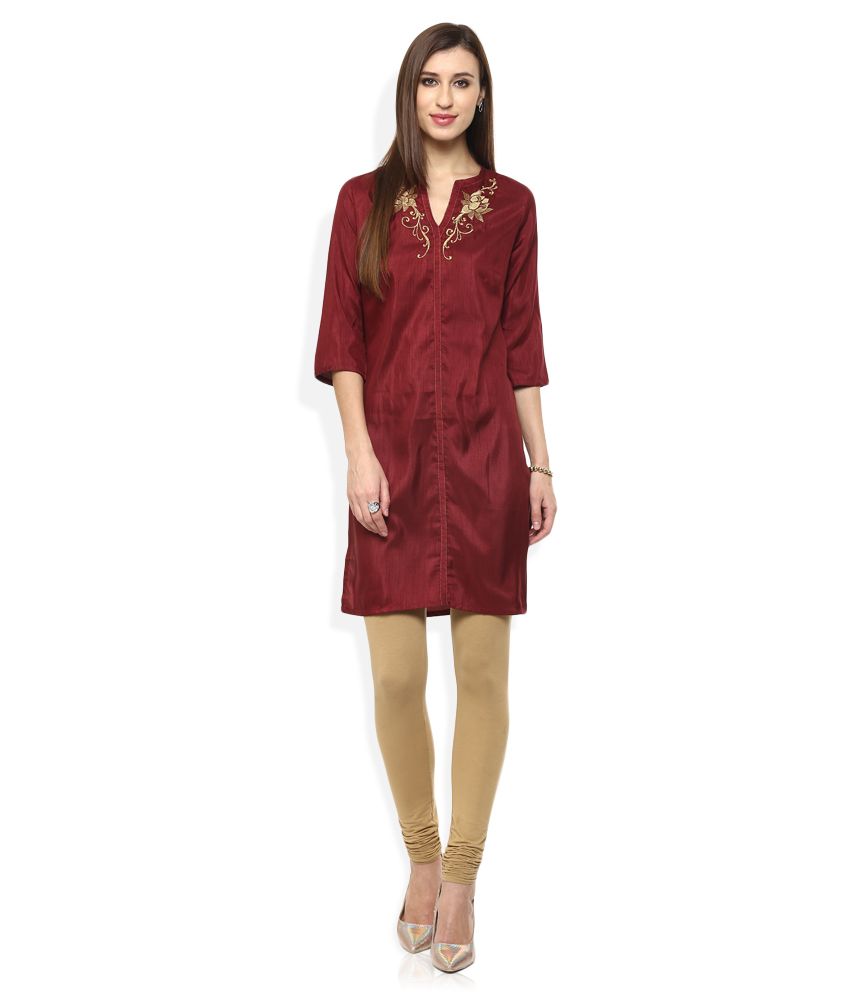 maroon silk kurti