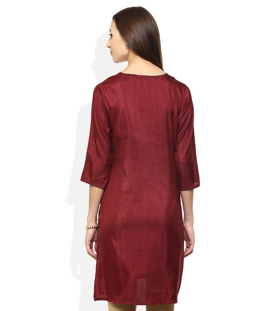 maroon silk kurti