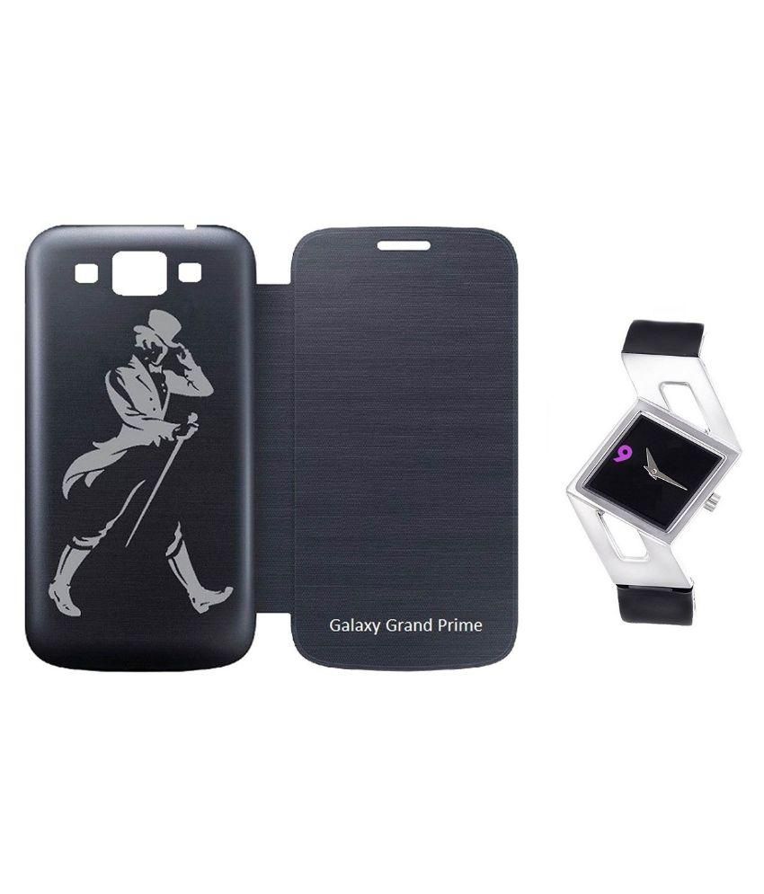 Printed Villa Flip Cover For Samsung Galaxy Grand Prime With Women Watch