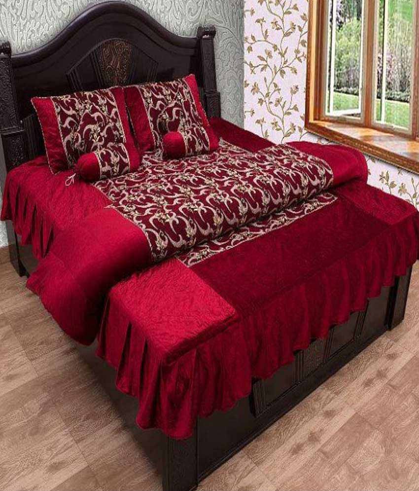 Chelsi Designer Velvet Double Bed Bedding Wedding Set set Of 8 Pcs