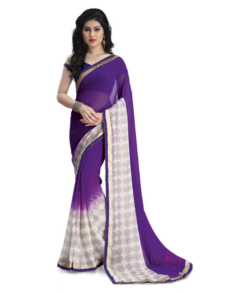 purple chiffon saree