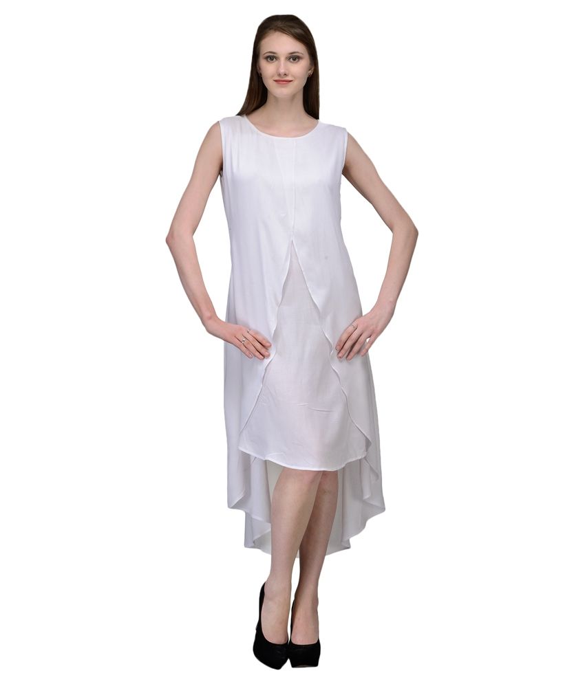Natty India White Rayon Dresses Buy Natty India White Rayon Dresses