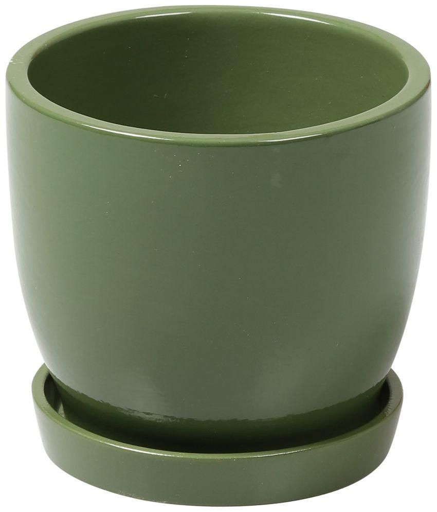 ceramic pots glazed planters saucer low