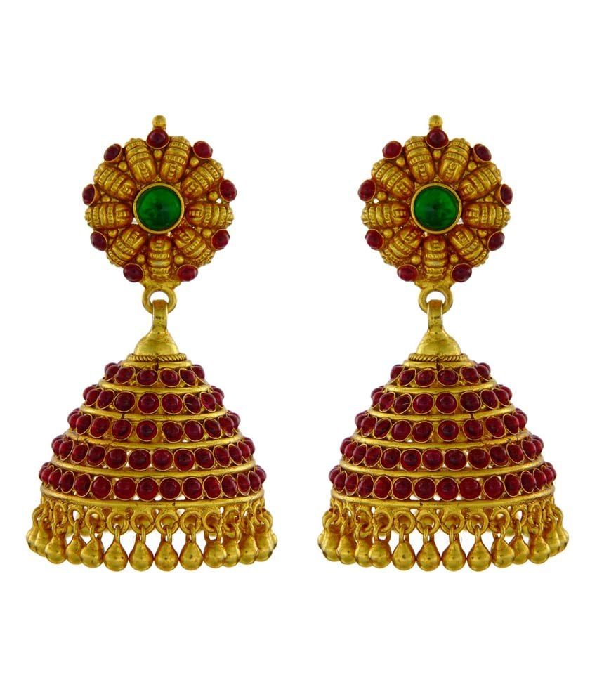 Kushals Fashion Jewellery Alloy Gold Plating Stones Studded Multi Kushals Fashion Jewellery Alloy Gold Plating Stones Studded Multi Coloured Earrings