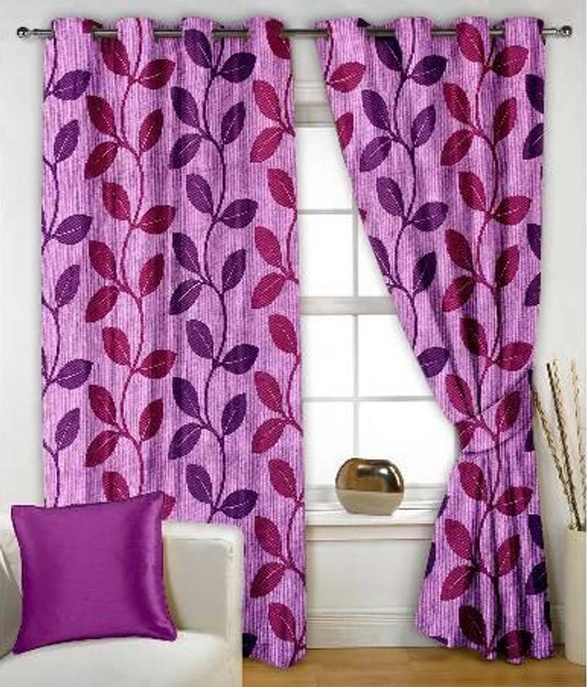 StoryHome Set Of 6 Window Eyelet Curtains Floral Purple Buy Story