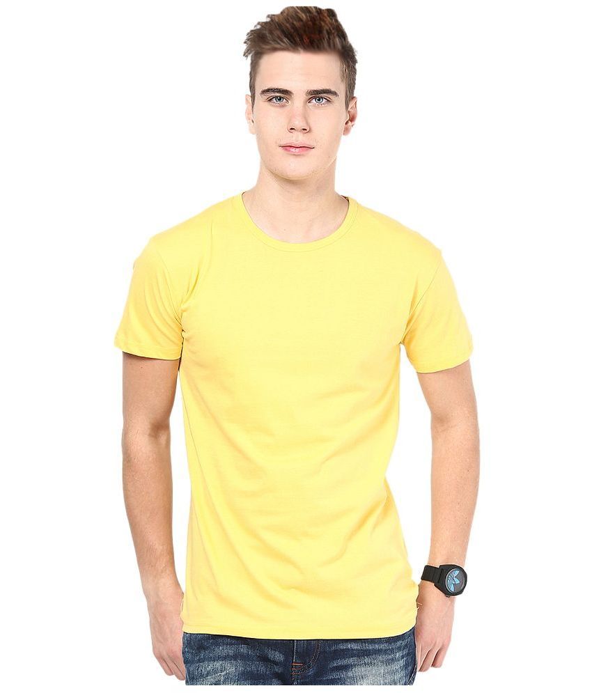     			Funky Guys Polyester Slim Fit Solid Half Sleeves Men's Round T-Shirt - Yellow ( Pack of 1 )