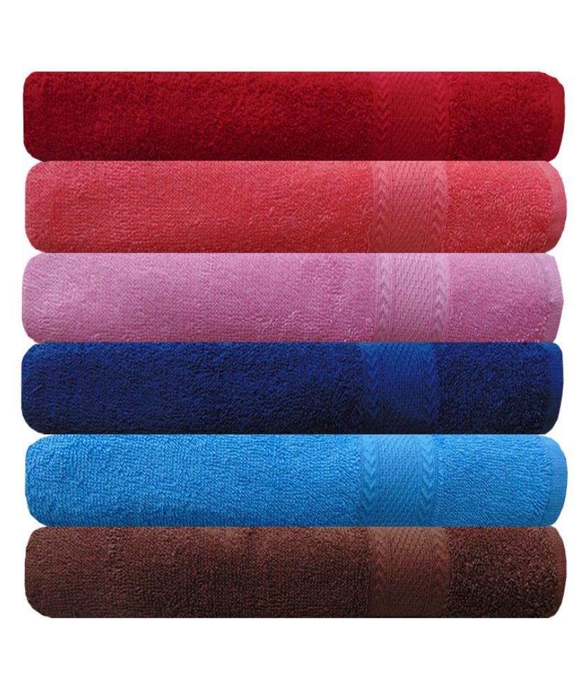     			Akin Multicolor Cotton Bath Towel - Set Of 6