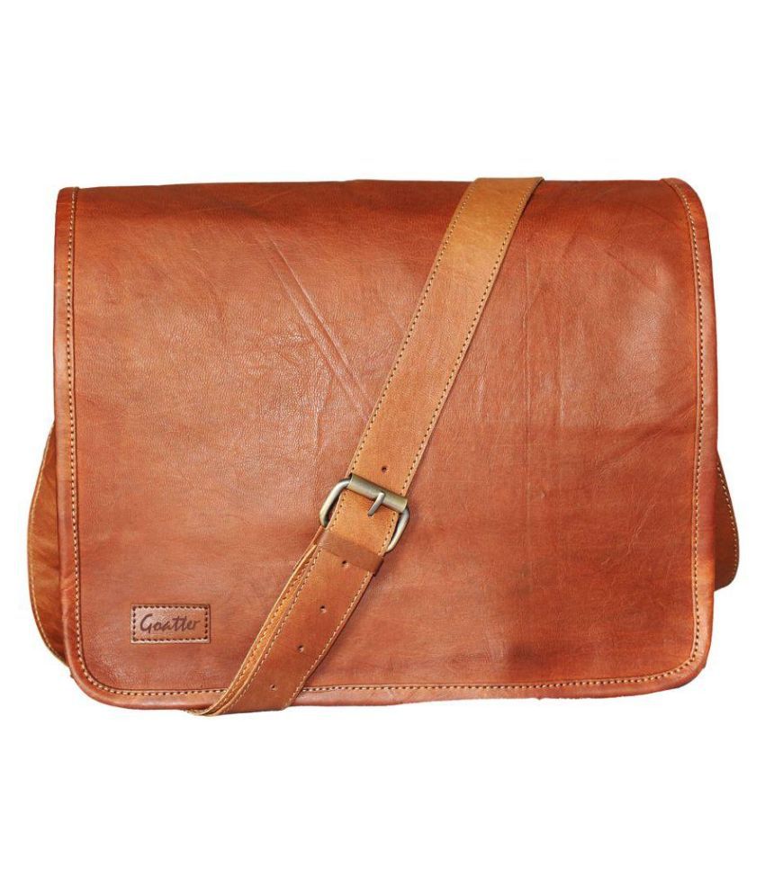 Arya Tan Leather Leather Messenger Bag - Buy Arya Tan Leather Leather ...