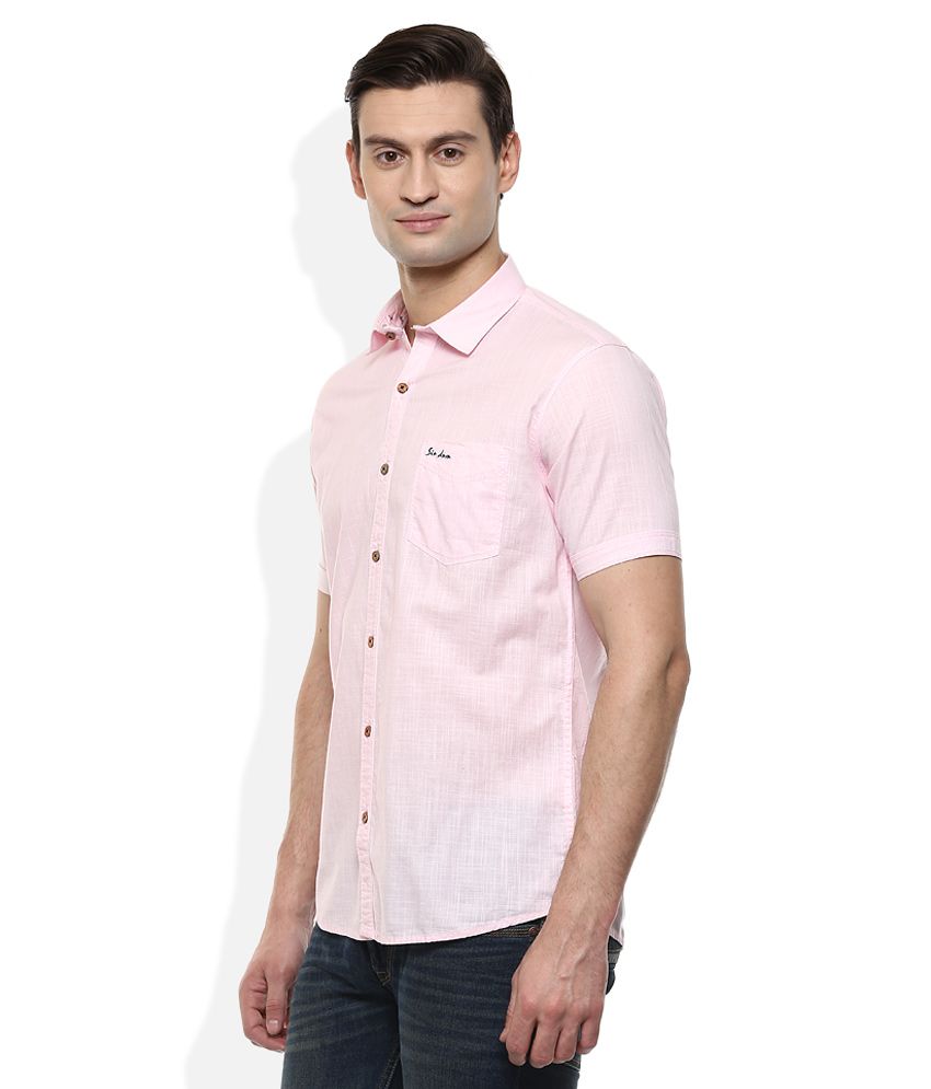 Sin Pink Slim Fit Solids Shirt - Buy Sin Pink Slim Fit Solids Shirt 