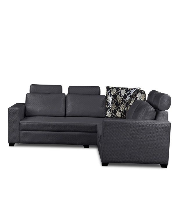 S K Furniture Black 5 Seater L Shape Sofa Buy S K Furniture Black 5