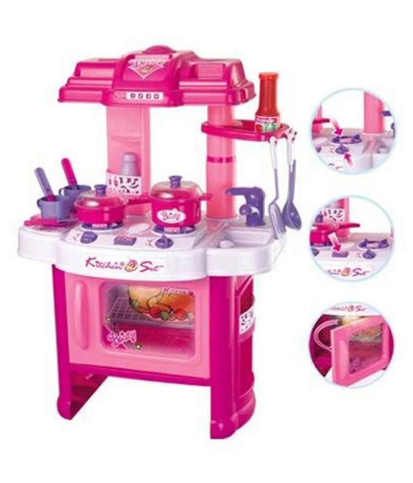 pink plastic kitchen set