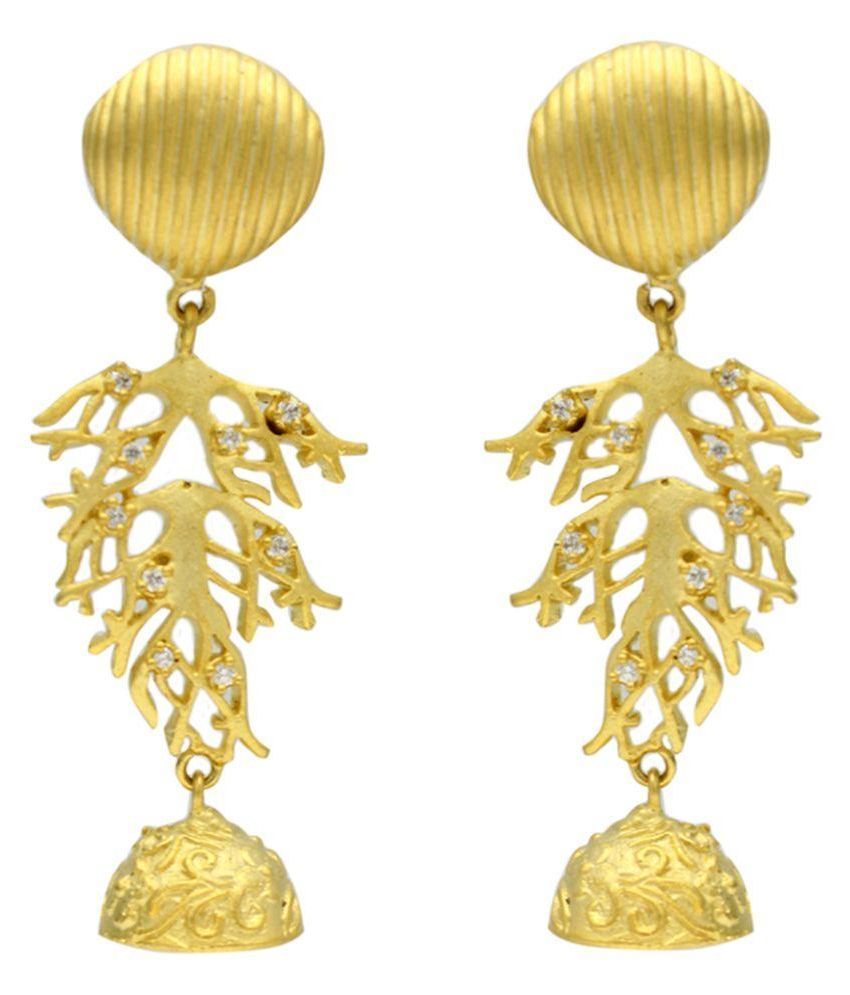 Eighth Fold Brass Gold Plating Zirconia Studded Golden Coloured