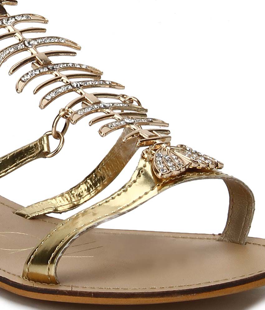 Catwalk Gold Flat Sandals Price in India- Buy Catwalk Gold Flat Sandals ...