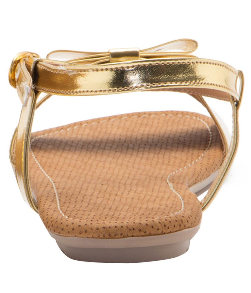 Aleta Gold Flat Sandals Price in India- Buy Aleta Gold Flat Sandals Online at Snapdeal