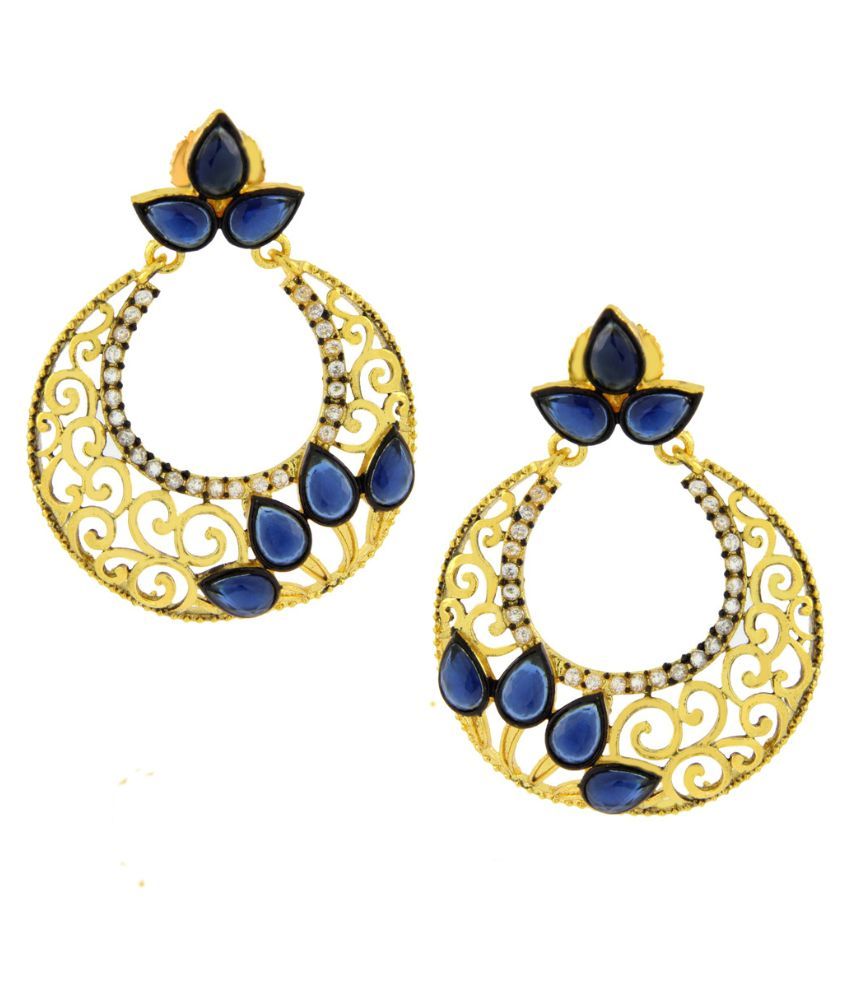     			The Jewelbox Brass Gold Plating Beads Studded Gold Coloured Earrings