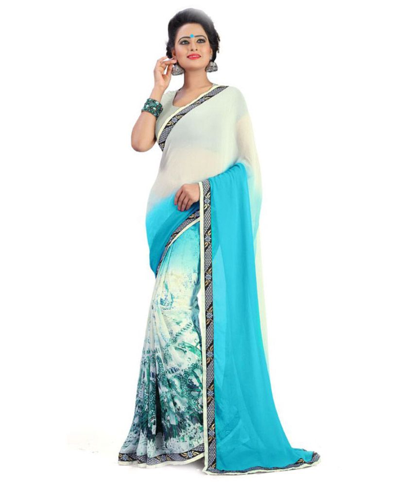 Diya Fashion Blue Saree Buy Diya Fashion Blue