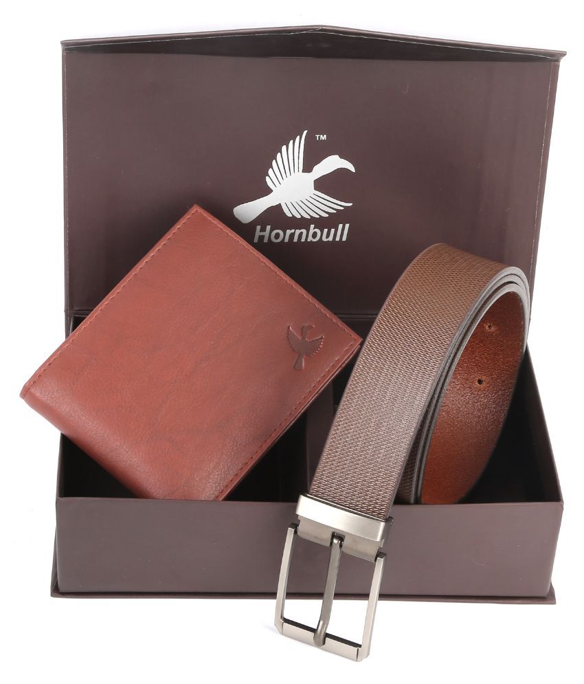 Hornbull Brown Leather Wallet and Belt 