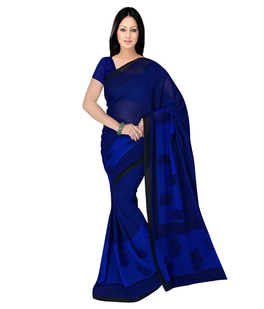 Parisha Navy Blue Georgette Saree Buy Parisha Navy Blue Georgette