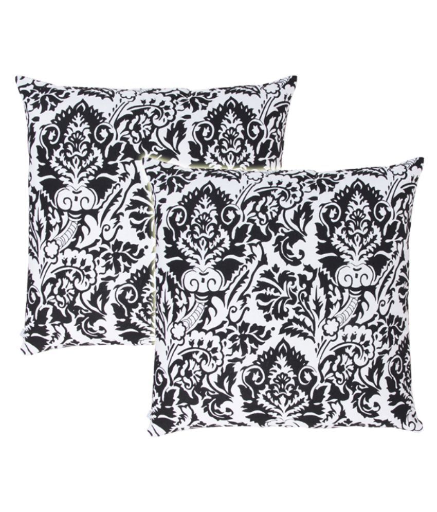     			Zubix Black Cotton Cushion Covers - Set Of 2