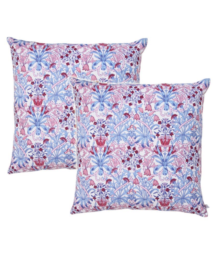     			Zubix Multicolour Floral Cotton Cushion Covers - Set of 2