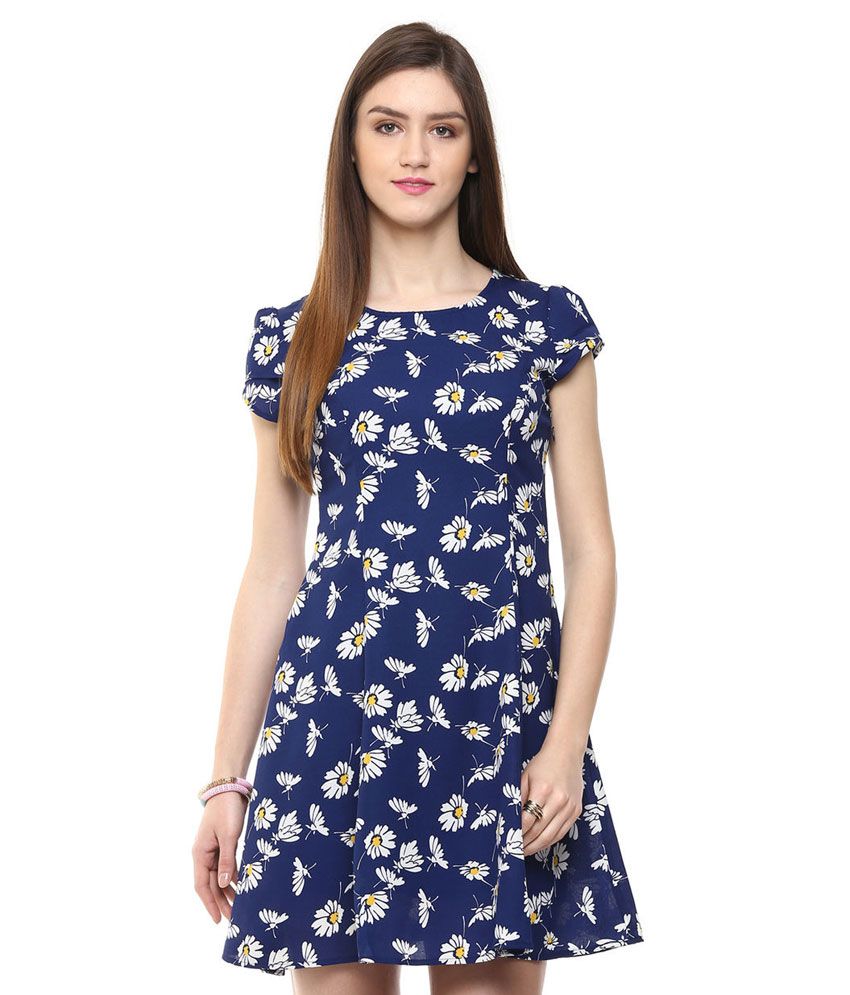 Pantaloons Blue Round Neck Dress 