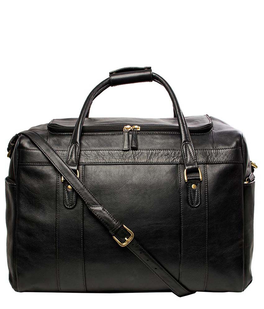 Hidesign Jonty 01 Black Leather Duffle Bag - Buy Hidesign Jonty 01 Black Leather Duffle Bag ...
