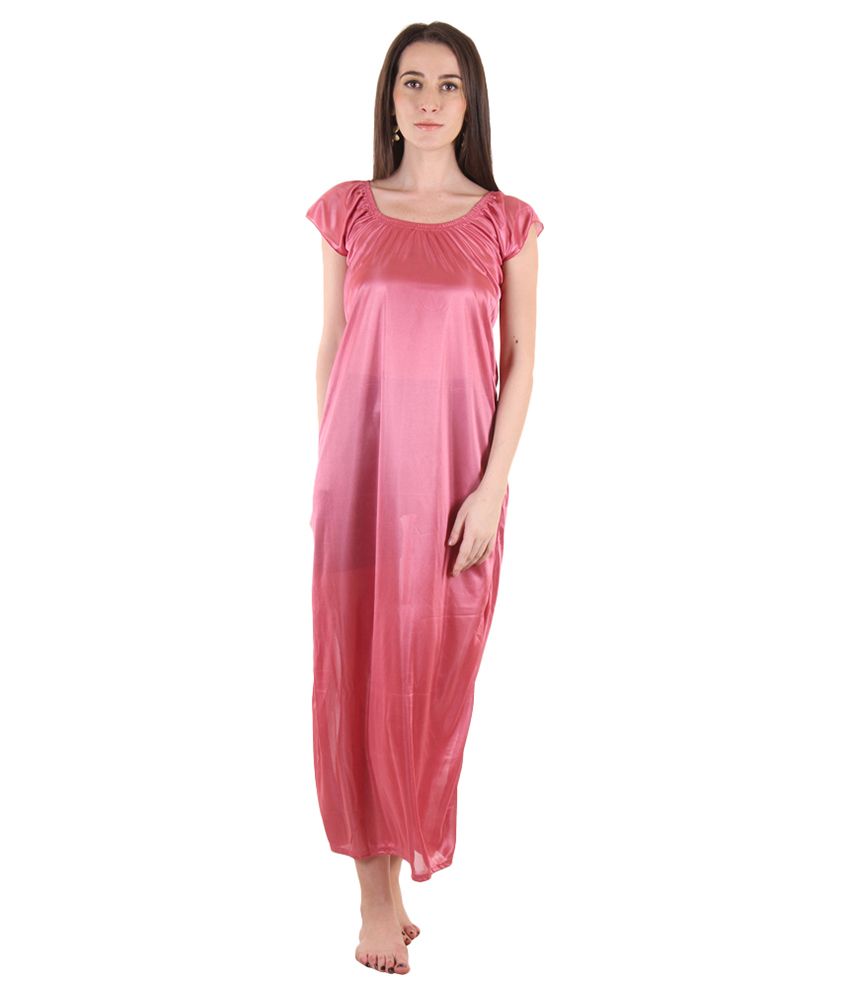 Buy Famaya Multi Color Satin Nighty & Night Gowns Pack of 3 Online at