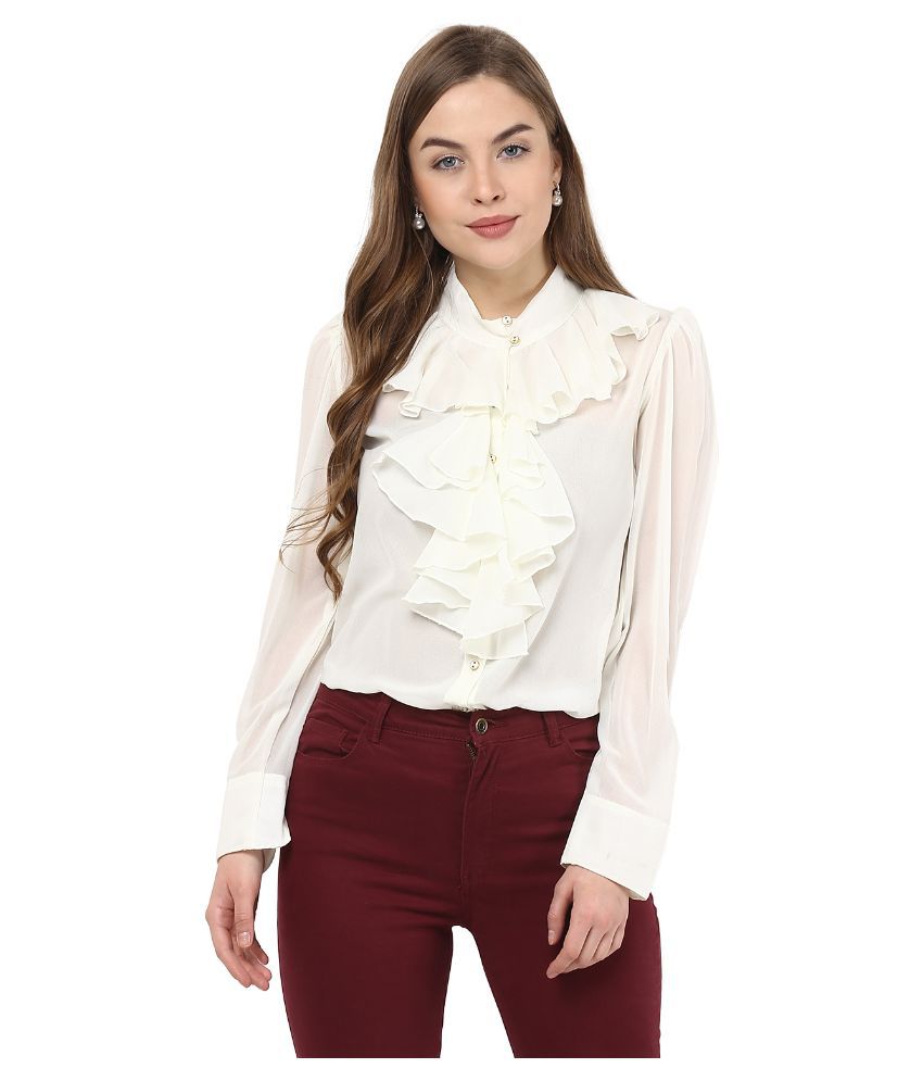 La Zoire - Off White Polyester Women's Shirt Style Top