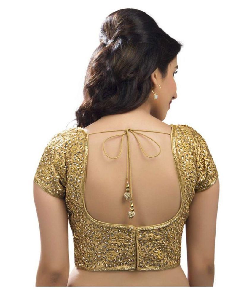 Lovely Fashion Golden Brocade Blouses - Buy Lovely Fashion Golden ...