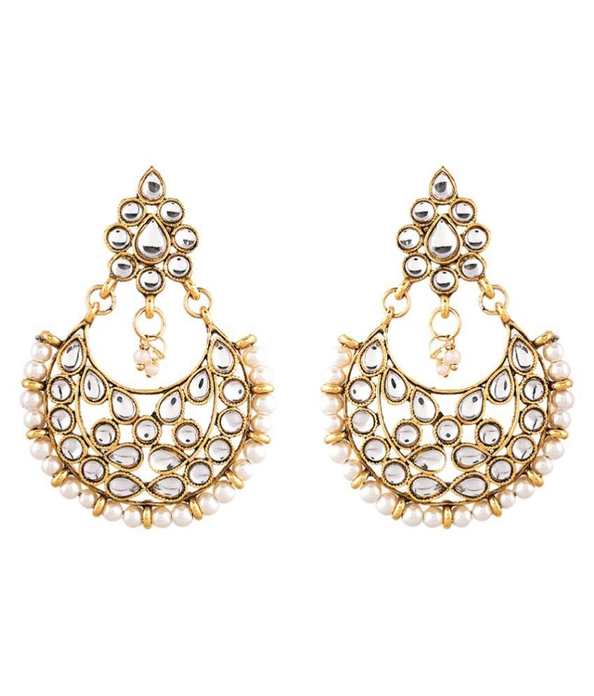     			Zeneme Alloy Gold Plating Cubiz Zirconia Studded Gold Coloured Earrings