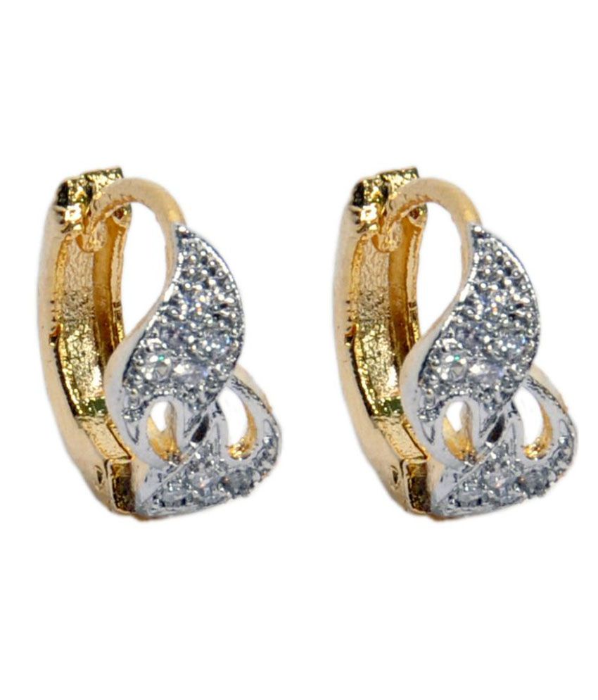 Hs Jewels Brass Gold Plating American diamonds Studded Golden Coloured