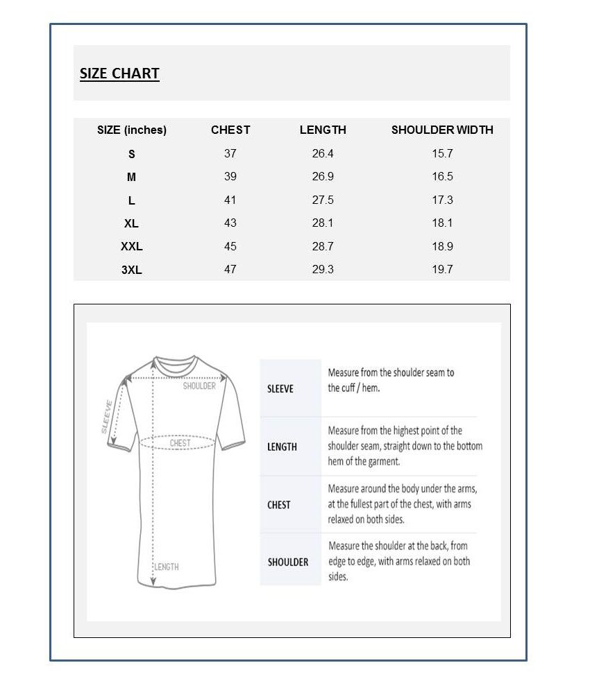 Being Human T Shirt Size Chart