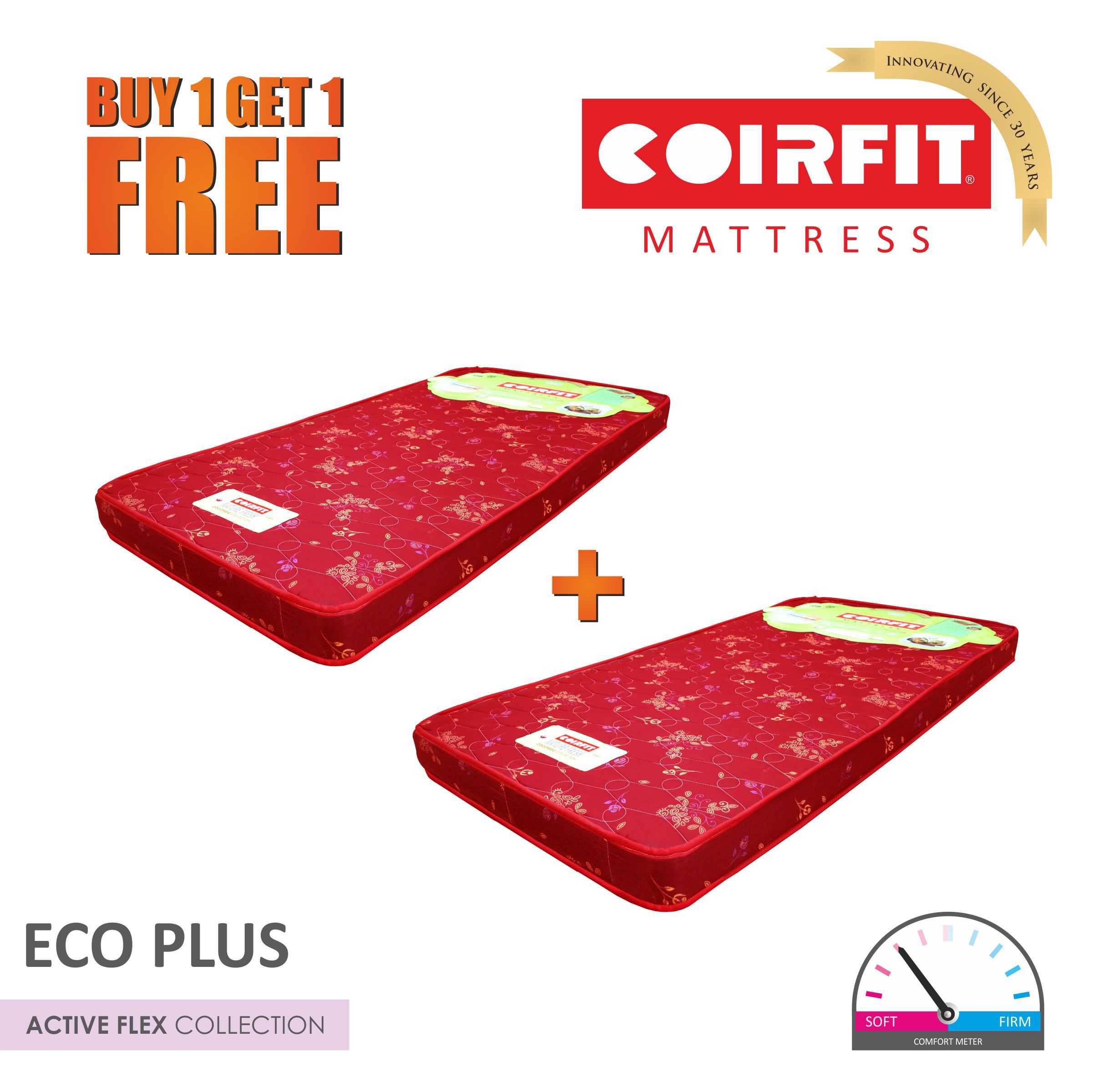     			Coirfit COIRFIT ECOPLUS -(72x30x3.5 inches) Combo (BOGO) 8.89Cms(3.5 Inches) Foam Mattress