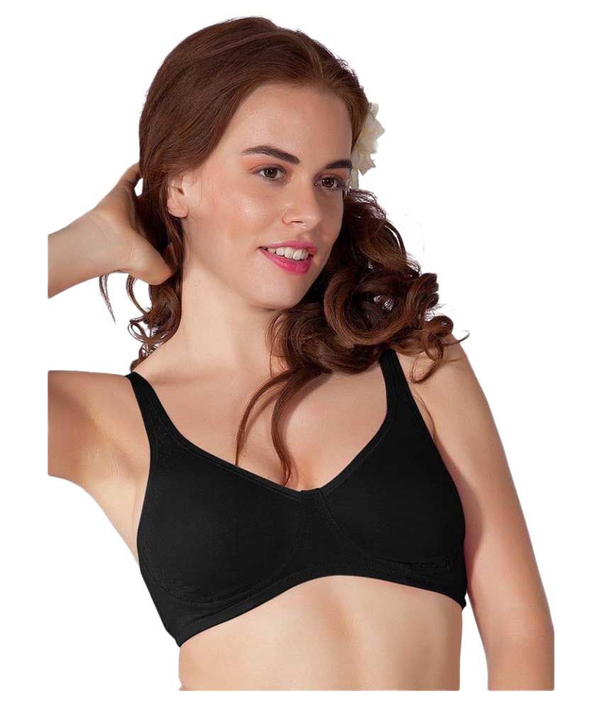 Liberti World Black Cotton Lycra T-Shirt/ Seamless Bra