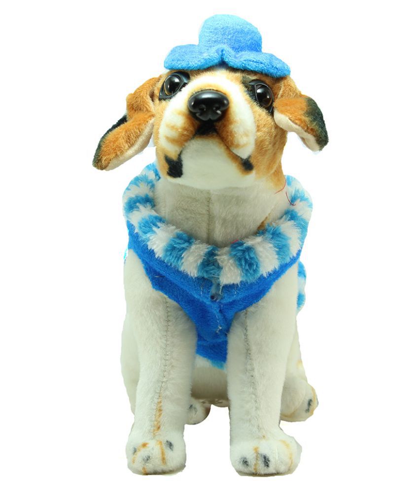    			Tickles Dog Wearing a Beautiful Cap Stuffed Soft Plush Animal Toy (Size: 22 cm Color: White)