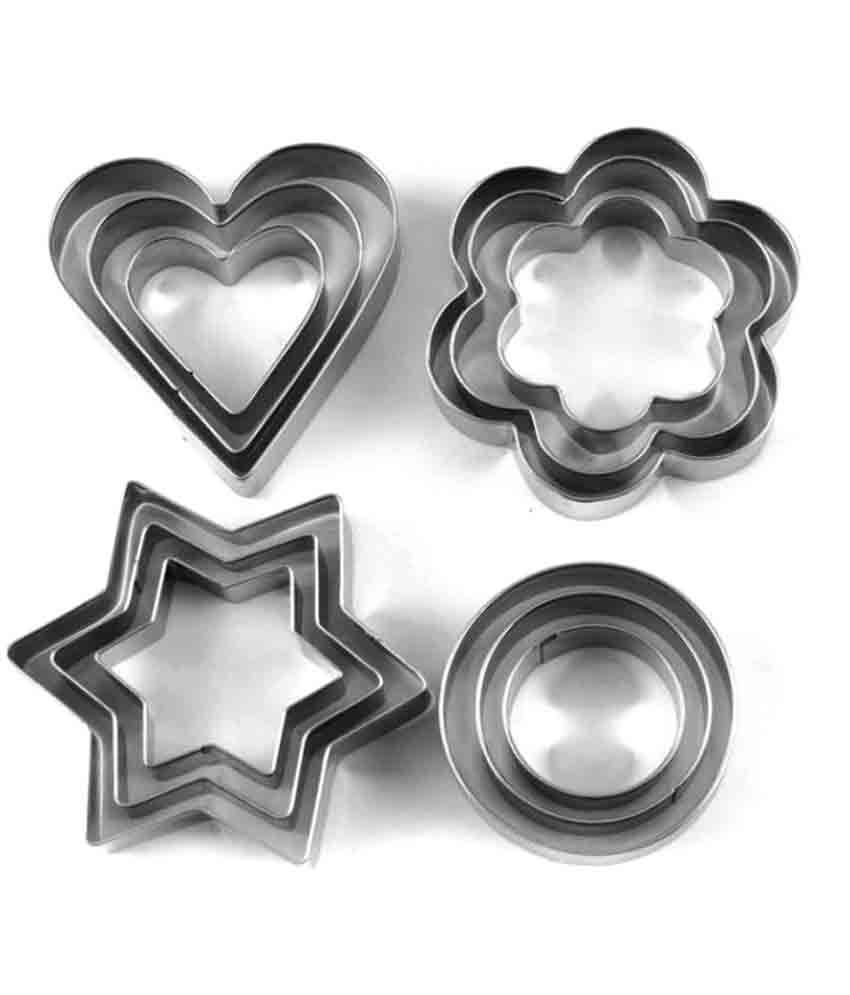     			Okayji Stainless Steel Cookie Cutter With 4 Shape (12 Pieces)