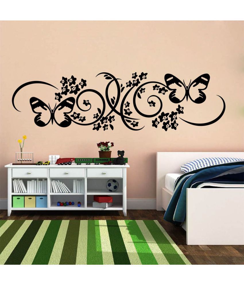     			Decor Villa Floral with Butterfly Vinyl Wall Stickers