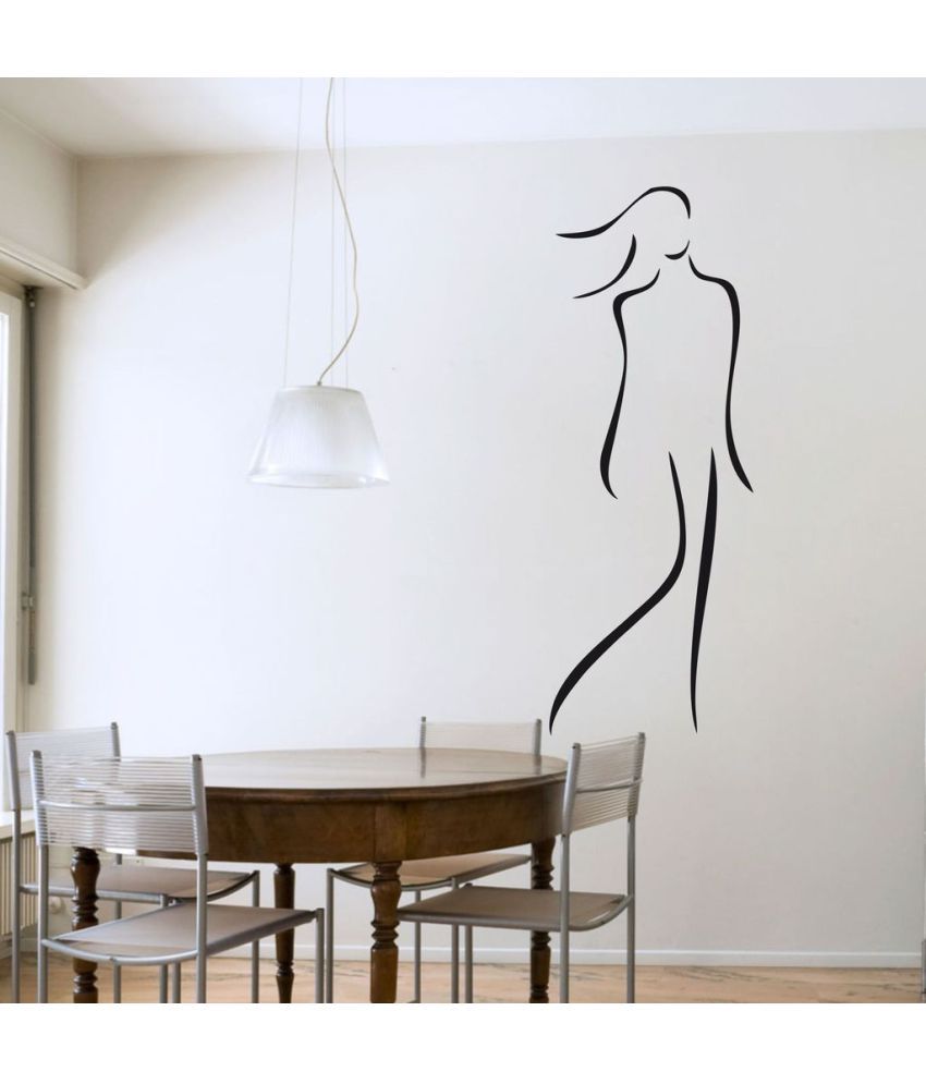     			Decor Villa Standing Girl Line Art Vinyl Wall Stickers