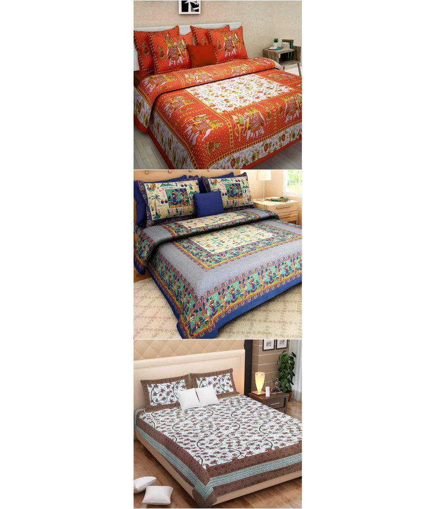 Shreeng King Cotton Traditional Bed Sheet Buy Shreeng King Cotton