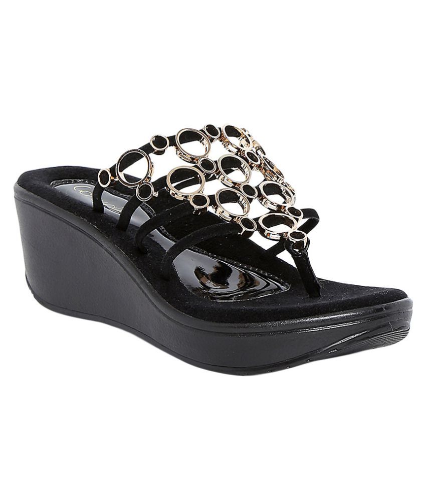 Catwalk Black Platforms Heels Price in 