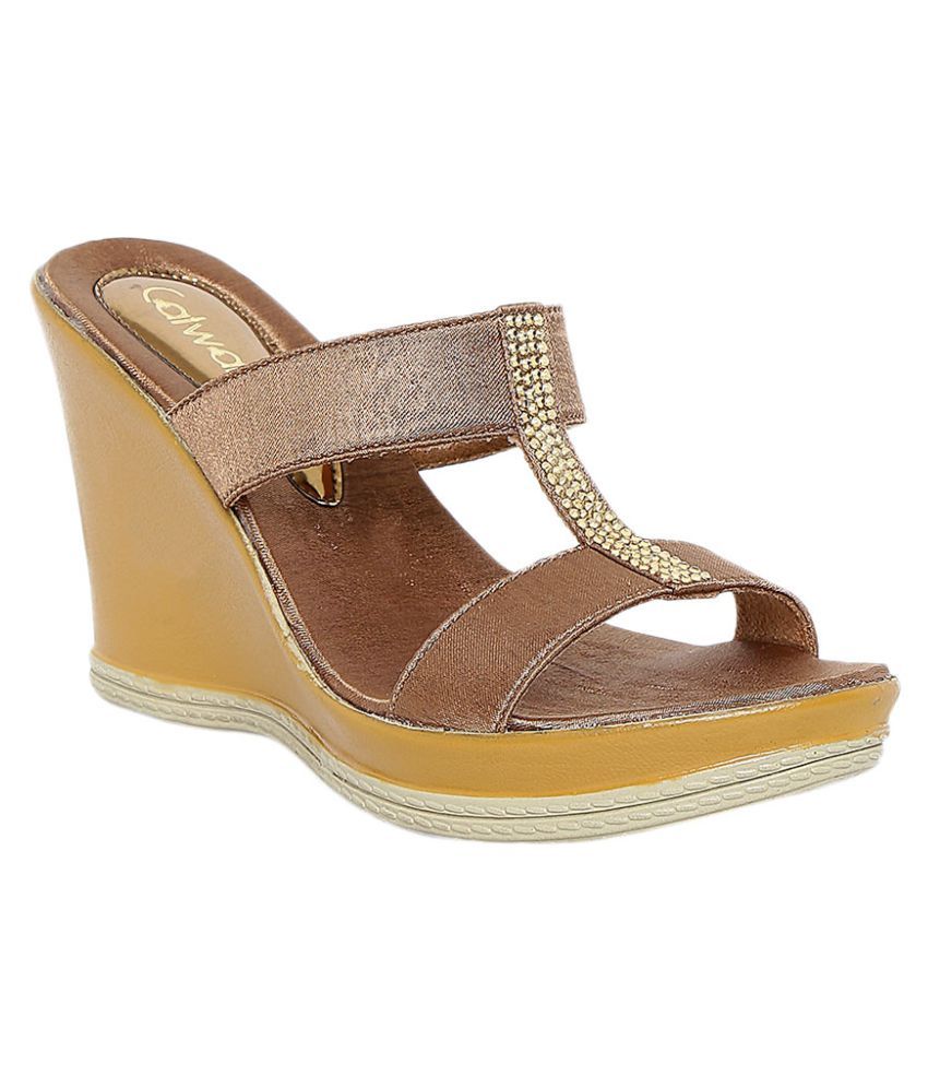 Catwalk Gold Wedges Heels Price In India Buy Catwalk Gold Wedges Heels